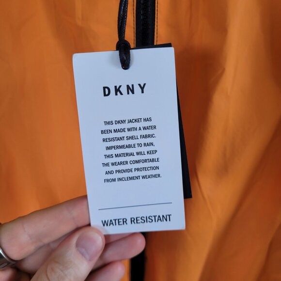 NWT DKNY Men's Orange & Black Colorblock Hooded Windbreaker Jacket XL - Picture 5 of 9